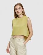 Kaarem Wind Chime Raised Collar Top In Avocado