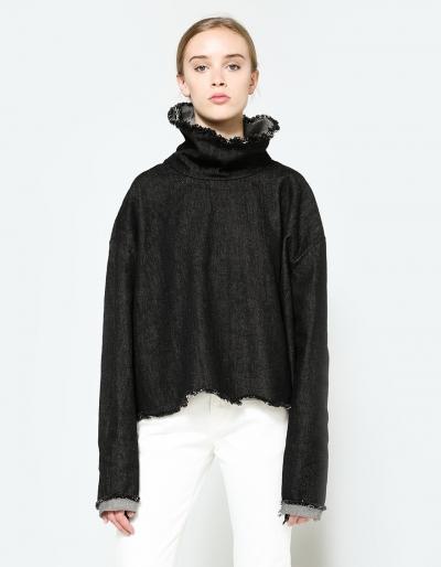 Ashley Rowe The Turtleneck In Black Denim