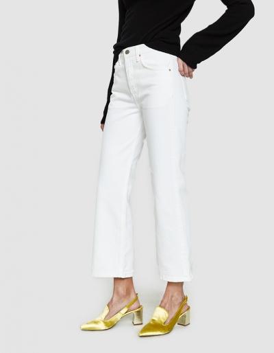 Grlfrnd Linda High Rise Cropped Jean In Albedo