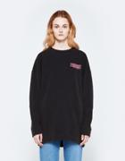 Off-white Business Neon Over Crewneck In Black Fuchsia
