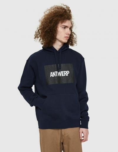 Vier Antwerp Antwerp Box Logo Hoodie In Navy