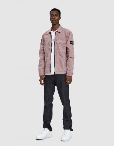 Stone Island Zip-up Overshirt In Rose Quartz