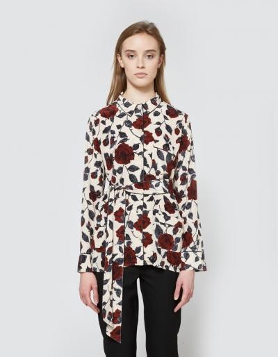 Ganni Elmira Silk Shirt In Brick Rose