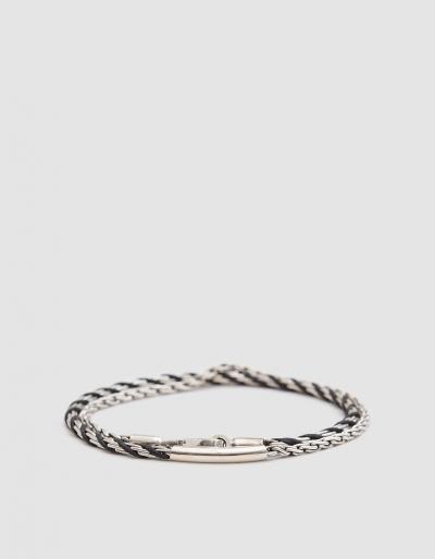 Caputo & Co Silver Chain Rope And Cord Double Wrap