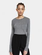 T By Alexander Wang Classic Cropped Longlseeve Tee In Heather Grey