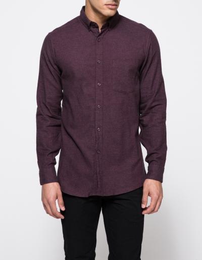 Topman Longsleeve Burgundy Twill