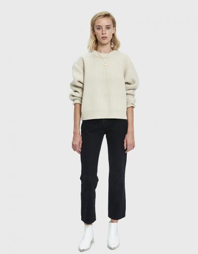 Acne Studios Boxy Crewneck Sweater In Cold Beige