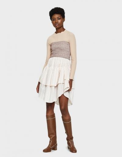 Ganni Charron Ruffle Dress In Cloud Pink