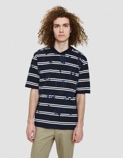 Sacai Dixie Stripe T-shirt In Navy/white
