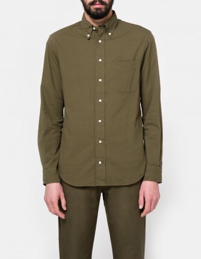 Gitman Brothers Vintage Olive Overdye Seersucker