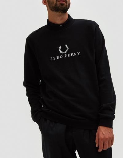 Fred Perry Monochrome Tennis Sweatshirt In Black