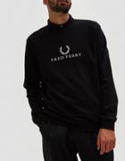 Fred Perry Monochrome Tennis Sweatshirt In Black