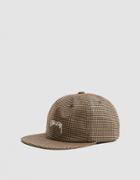 St Ssy Small Check Strapback Cap In Camel