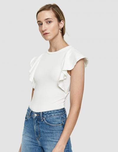 Stelen Galla Ruffle Bodysuit In White
