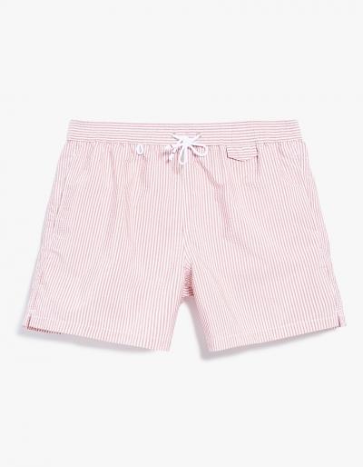 Cuisse De Grenouille Indien Seersucker Boardshort In Red-white