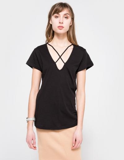 Lna Cross Tee In Black