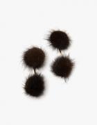 Tuleste Mink Double Pom Pom Earrings