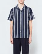 Editions M.r. Tropic Shirt In Striped Navy White T315