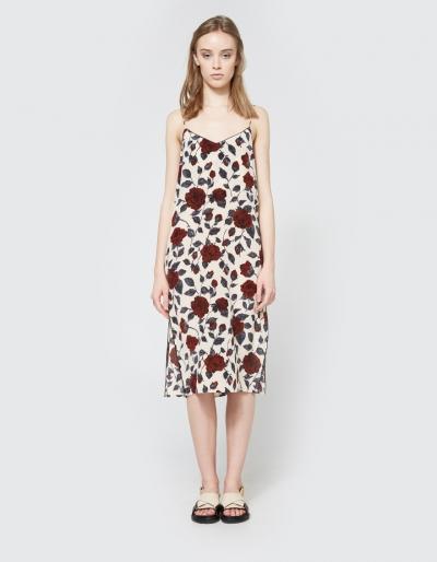 Ganni Elmira Silk Dress In Brick Rose