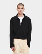 Our Legacy Ls Zip Pique Shirt In Black Army Jersey