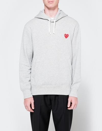 Comme Des Gar Ons Play Play Hooded Sweatshirt In Grey