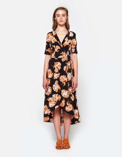 Ganni Geroux Silk Wrap Dress