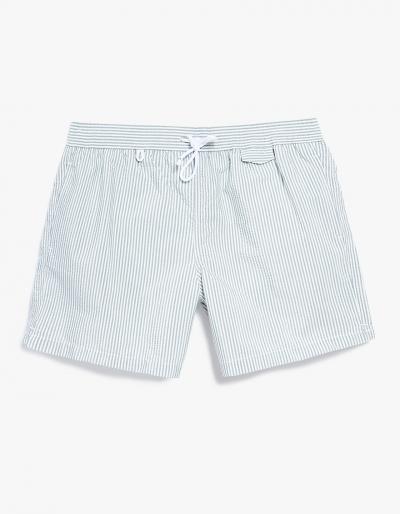 Cuisse De Grenouille Indien Seersucker Boardshort In Green-white