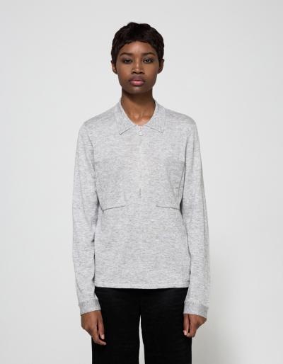 Just Female Polo Zip Knit In Grey
