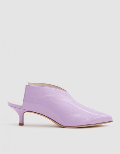 Tibi Jase Crinkled Patent Leather Mule In