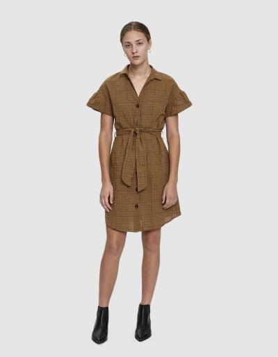 Farrow Veronica Grid Print Dress