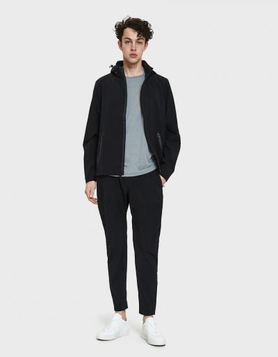 Reigning Champ Stow Away Hood Stretch Nylon Jacket In Black