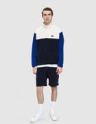 Aim  Leon Dore Blocked Micro Fleece Pullover In Natural/navy/royal