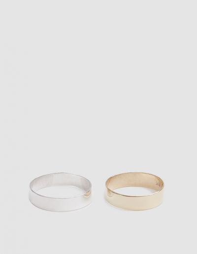 Loren Stewart Set Of Two Bands In Sterling Silver/14kt Gold