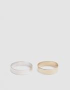 Loren Stewart Set Of Two Bands In Sterling Silver/14kt Gold