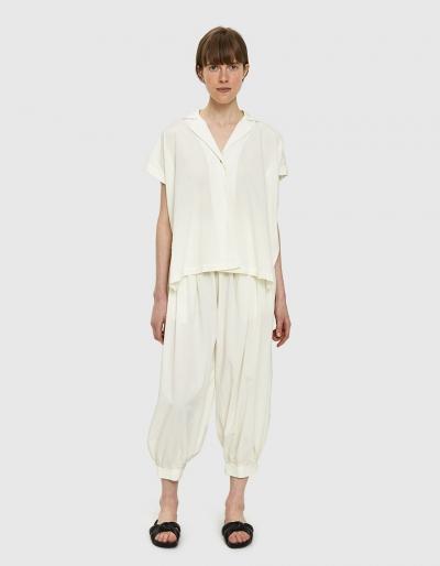Black Crane Akari Pleated Pant In Cream