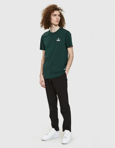 Reigning Champ Logo Ringspun Jersey Tee In Court Green/white
