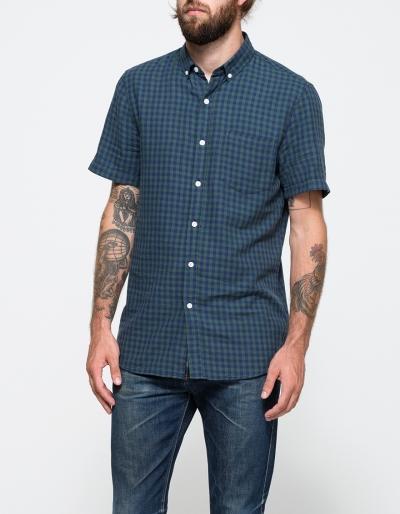 Topman Short Sleeve Navy Gingham