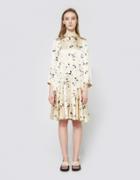 Ganni Sanders Satin Dress In Biscotti