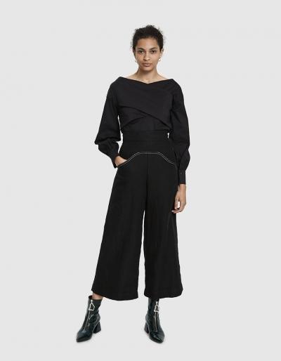 Stelen Dorthea Off Shoulder Wrap Top In Black