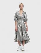 Ganni Lagarde Silk Lam  Wrap Dress