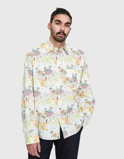 Marni L/s Sport Shirt In White/print