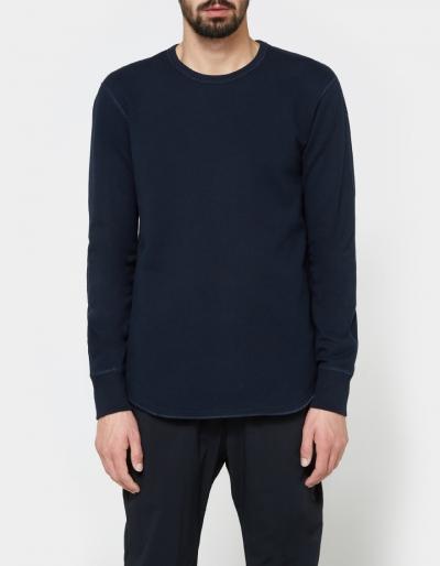 Reigning Champ Scalloped Ls Crewneck - Mid Weight Terry In Navy