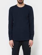 Reigning Champ Scalloped Ls Crewneck - Mid Weight Terry In Navy