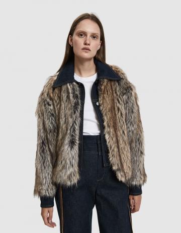 Colovos Faux Fur Denim Bomber