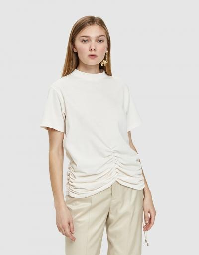Carven Lace-up Ruched Detail T-shirt