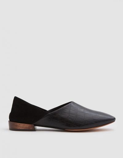 Mari Giudicelli Bunko Slipper In Black Croc