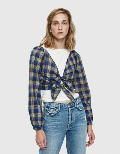 Farrow Santiago Plaid Tie-up Top