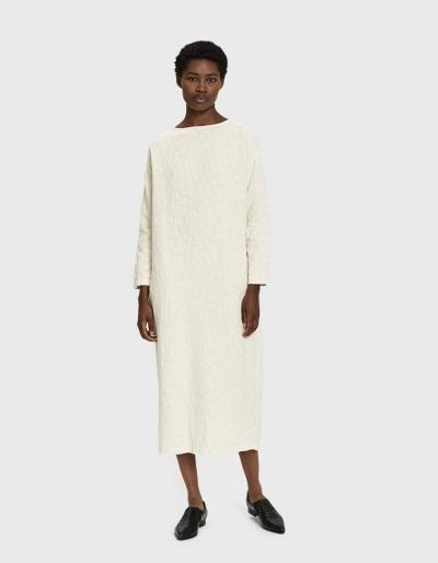 Black Crane Cotton Jacquard Dress