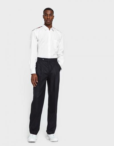 Editions M.r. High Waist Pleated Pants In Dark Blue