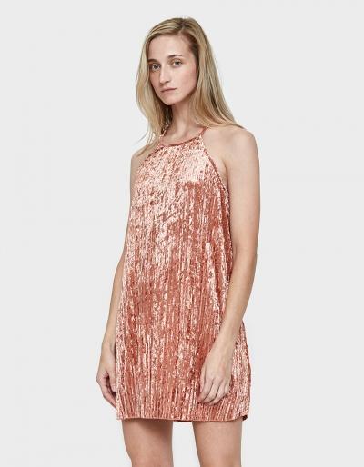 Farrow Courtney Velvet Slip Dress In Terra